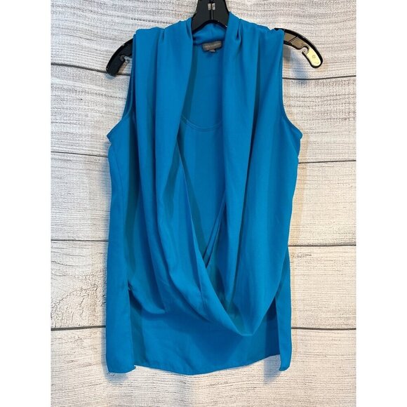 Vince Camuto Blue Sleeveless Draped Blouse Size S - Picture 1 of 3